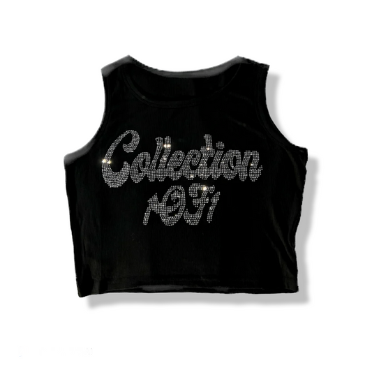 women's rhinestone collection crop tank